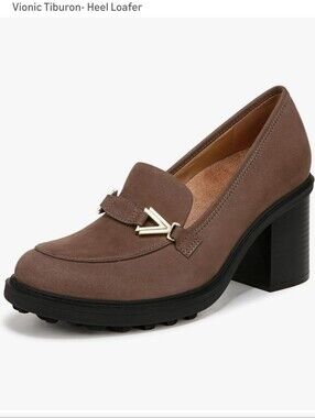 NEW Vionic Tiburon Leathet Slip On Heeled Loafers